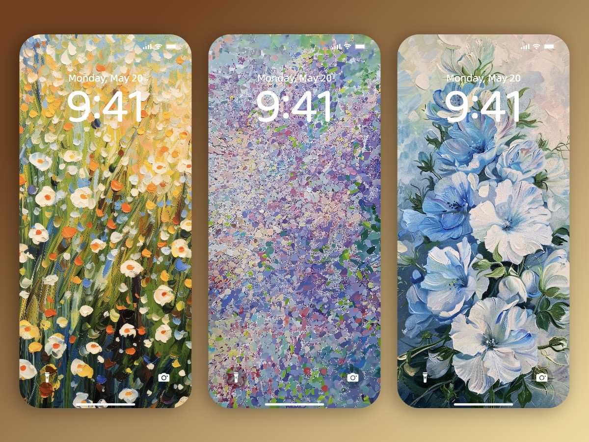 Download Beautiful Acrylic Flower Field Painting Wallpaper Background for iPhone and Android