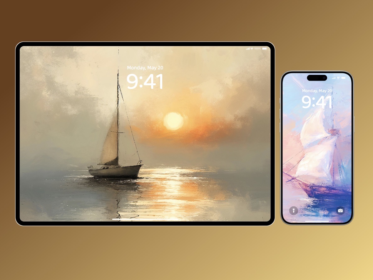 Download Minimalist Sailboat Painting Wallpaper 8K