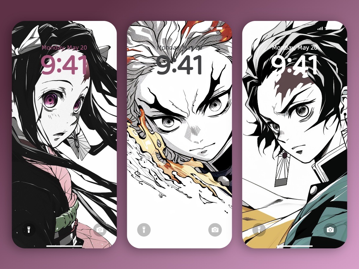 Download Demon Slayer Characters Manga Style Wallpaper for iPhone and Android