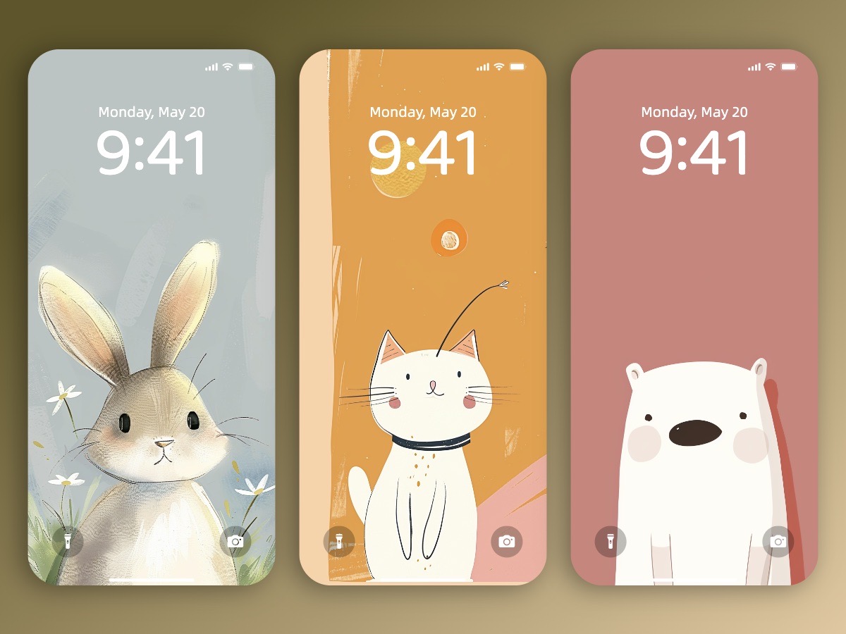 Download Cute Animal Illustrations Minimal Wallpaper Background for iPhone & Android Jon Klassen Style