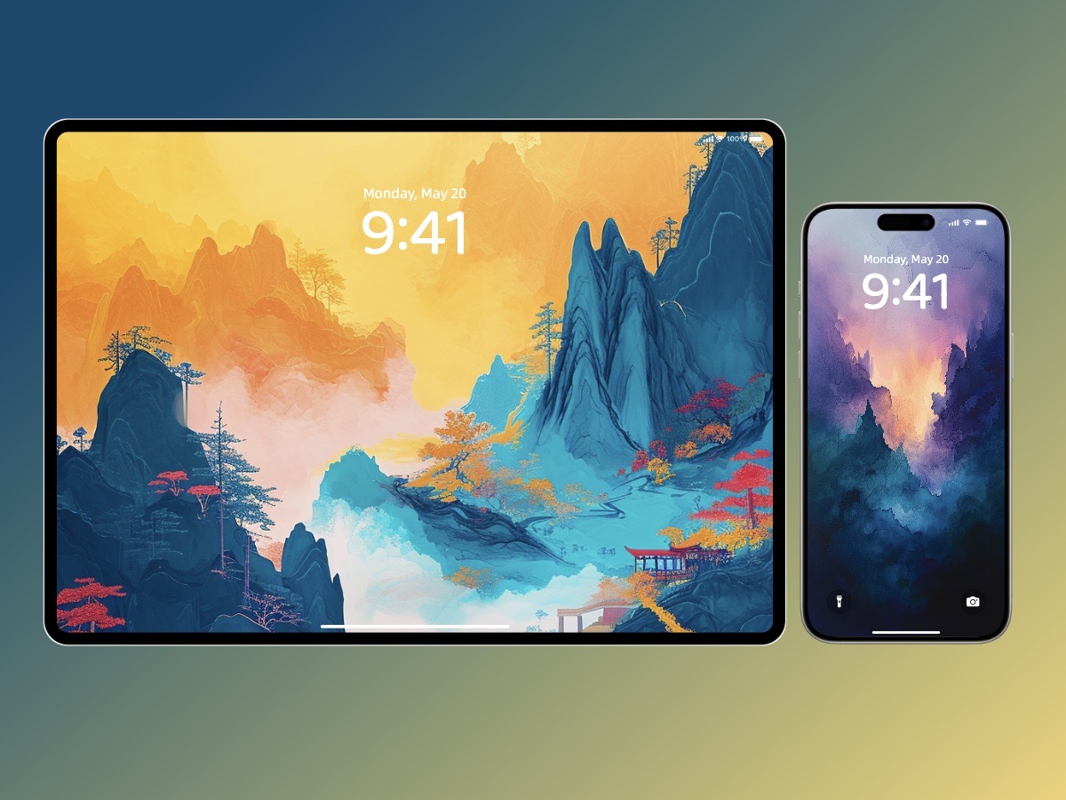 Download Watercolor Mountain Landscape Art Wallpaper Background 8k