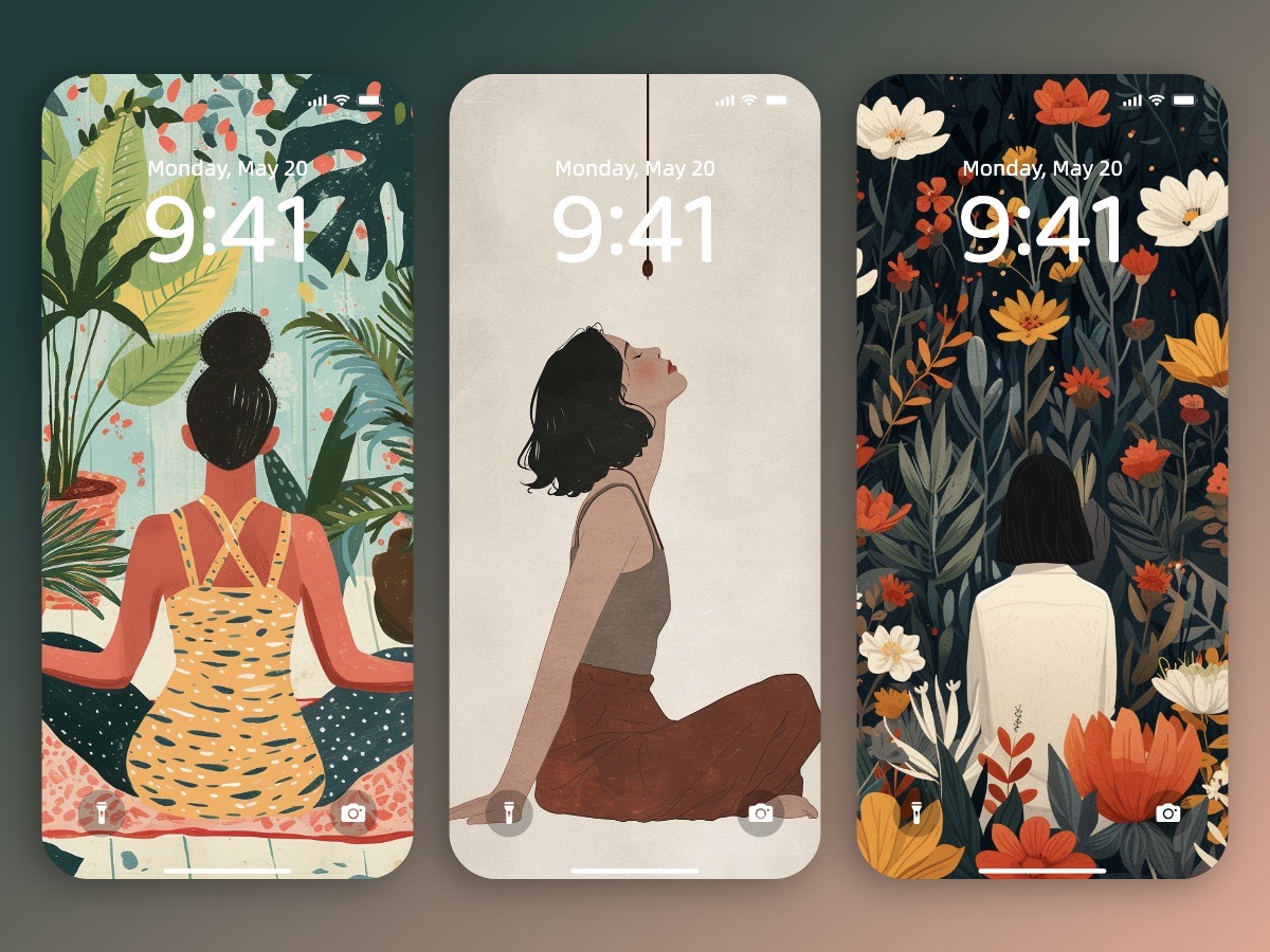 Download Yoga Girl Illustrations Wallpaper Background for iPhone and Android