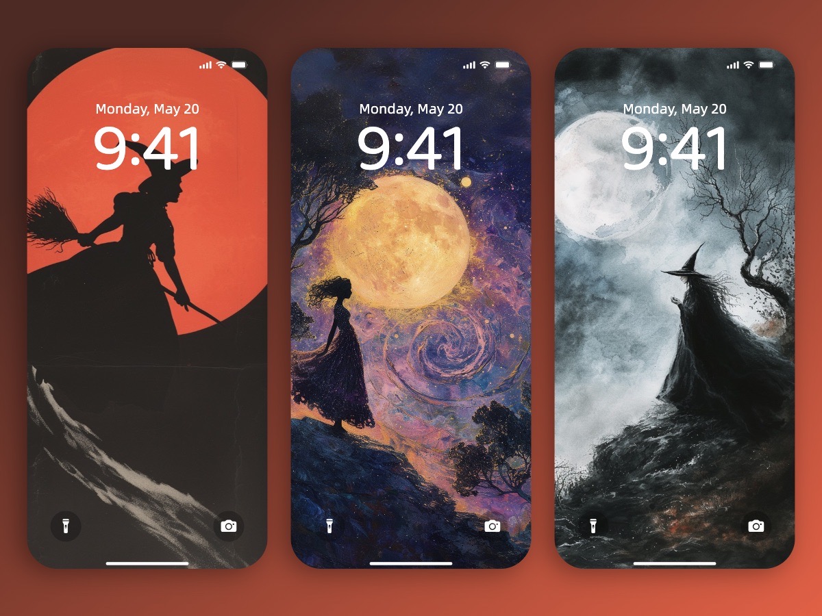 Download Whimsical Magical Witches Illustrations Wallpaper 8K