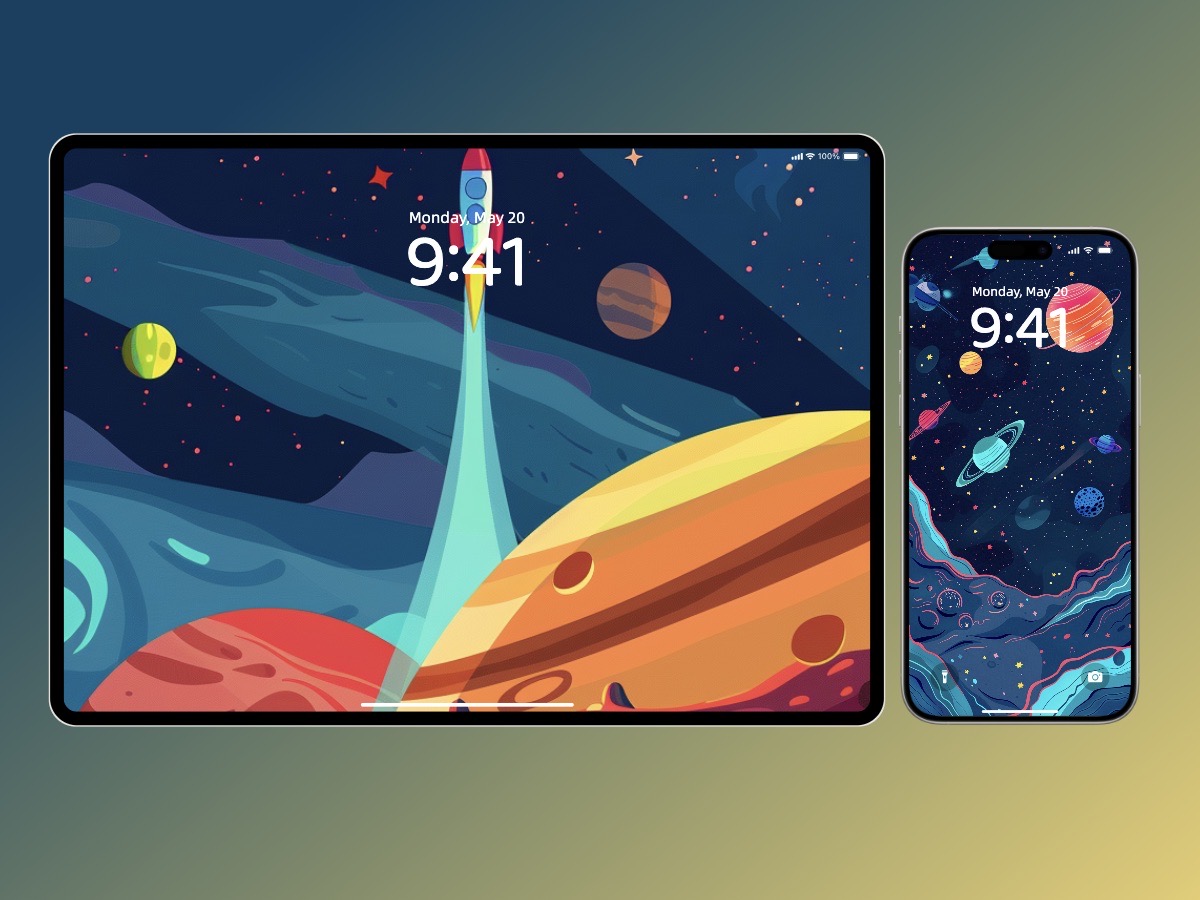 Download Animated Planets Pattern Phone Wallpaper 8K