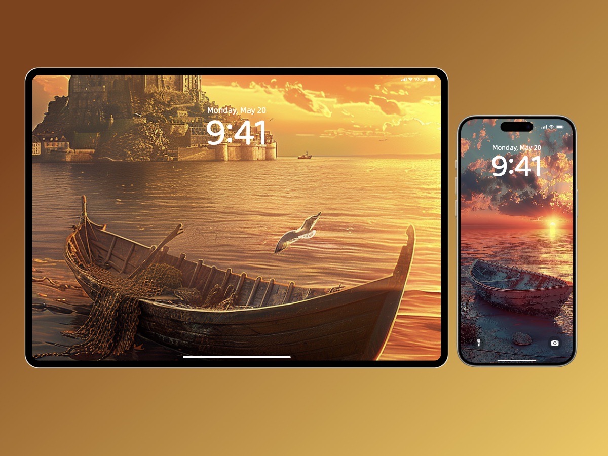 Download Aesthetic Single Boat Art Painting Wallpapers 8K for iPhone & Android