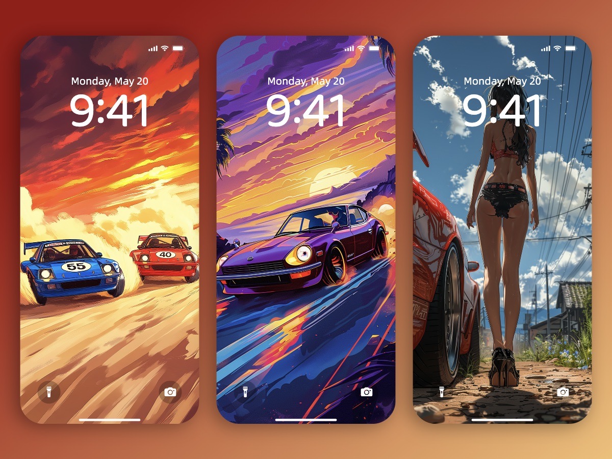 Download Anime Style Racing Car Wallpapers for iPhone & Android