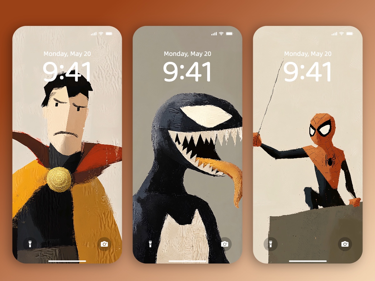 Download Iconic Superhero Minimalist Illustration Wallpapers 8K for iPhone & Android