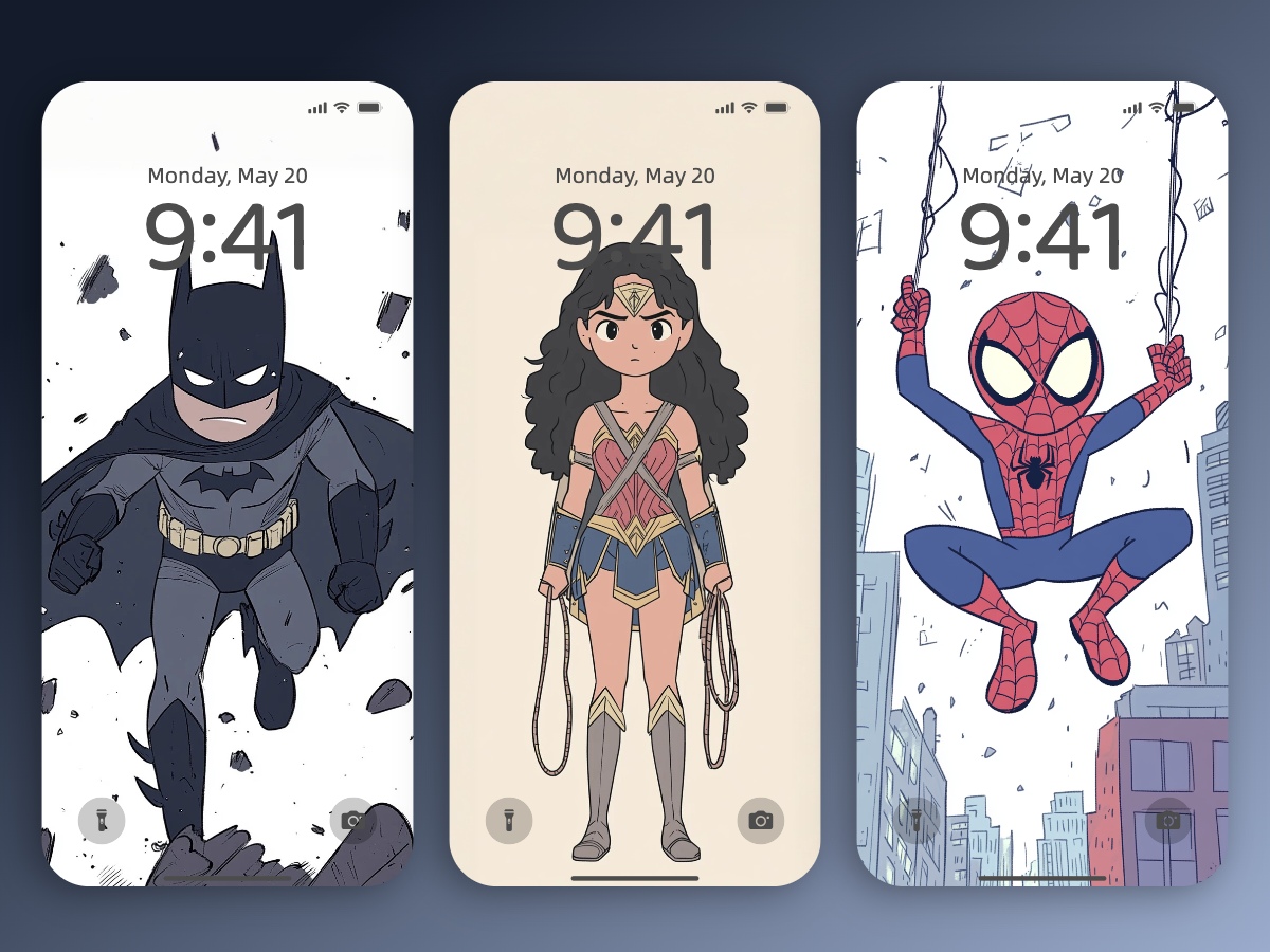 Download Cute Hand-Drawn Super Hero Wallpapers 8K for iPhone & Android