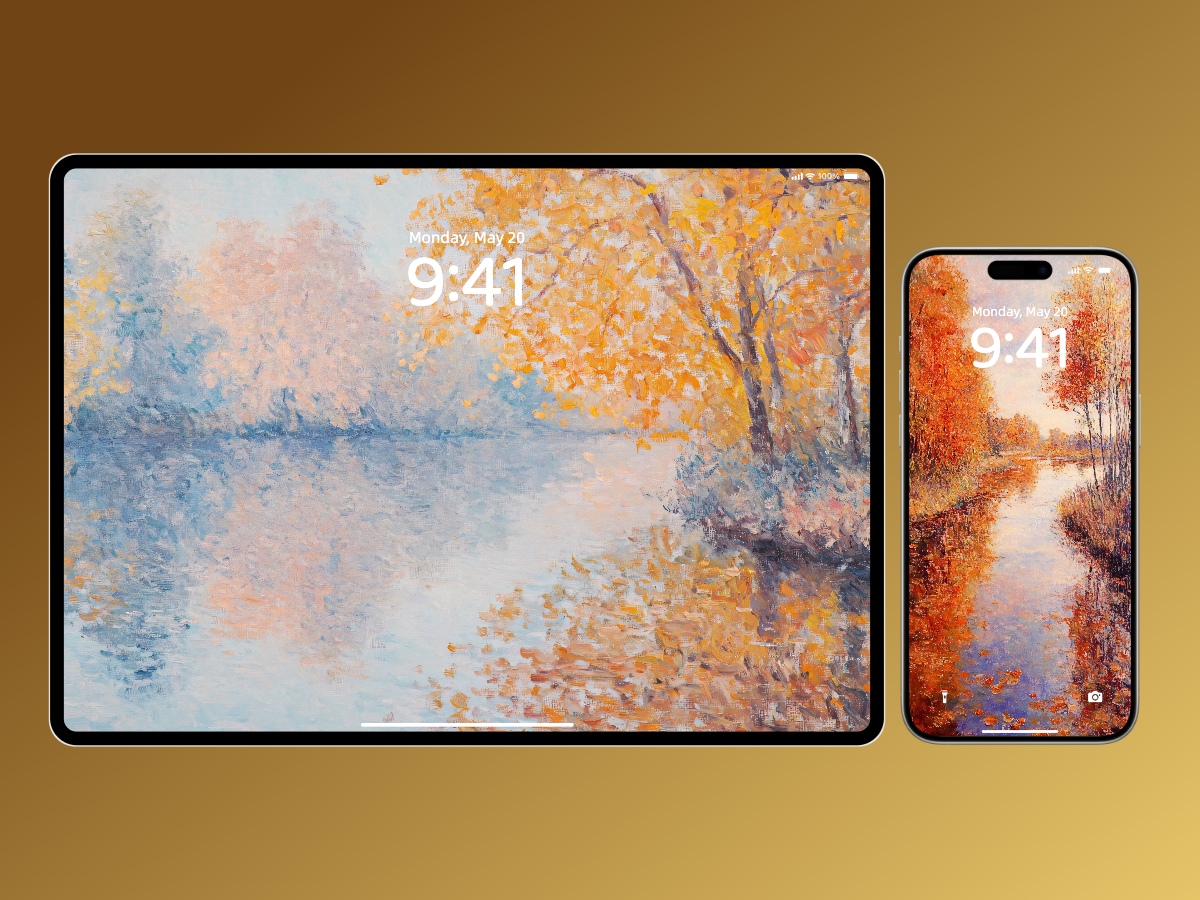 Download Claude Monet Autumn Impressionism Art Wallpaper 8K for iPhone & Android