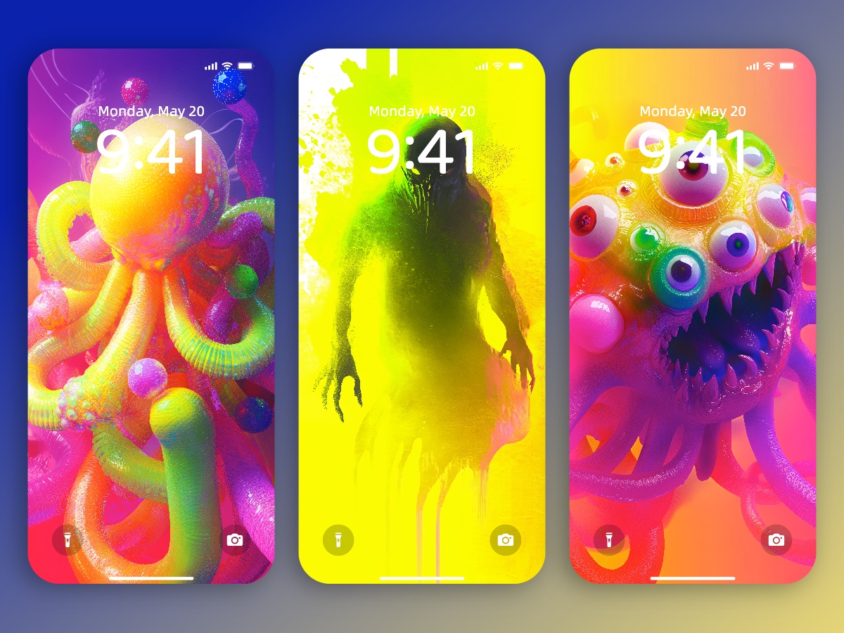 Download Neon Style Cthulhu Wallpapers 8K for iPhone & Android