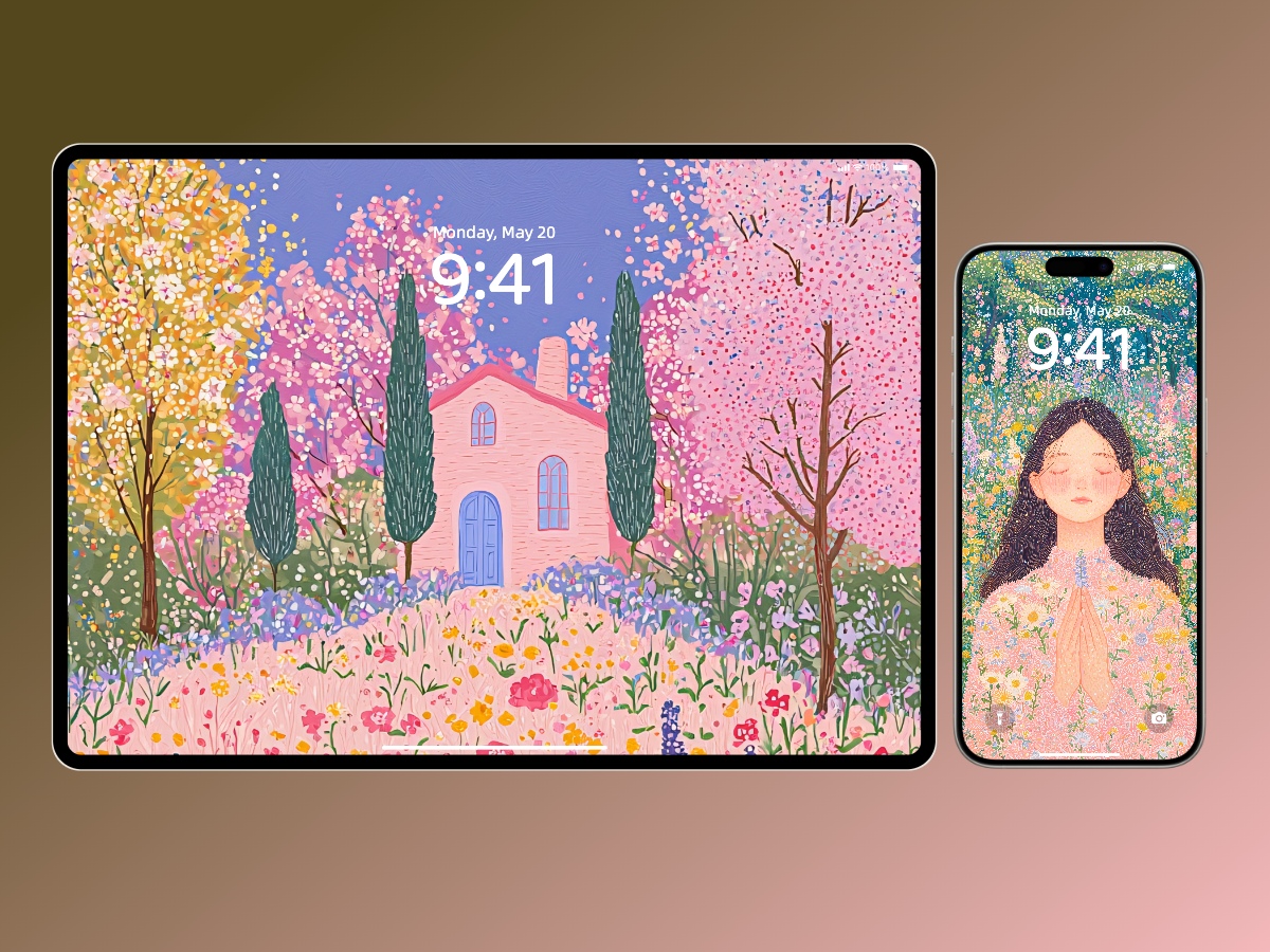 Download Aesthetic French Floral Garden IllustrationWallpapers 8K for iPhone & Android