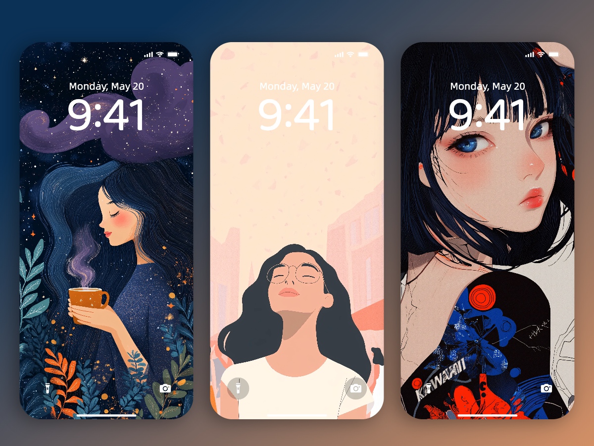 Download Minimalist Girl Aesthetic Illustration Wallpapers 8K for iPhone & Android