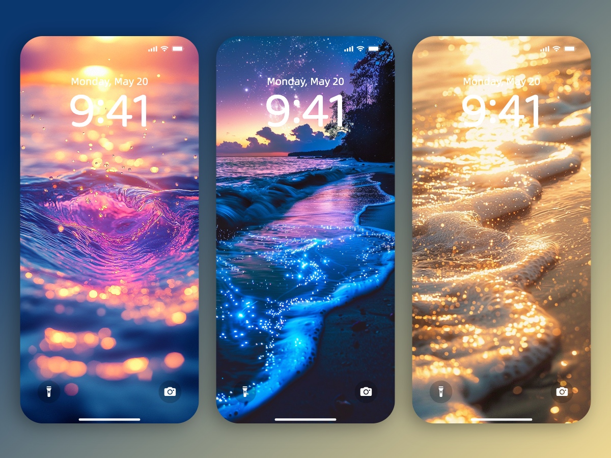 Download Minimalist Glitter Sea Wallpapers 8K for iPhone & Android