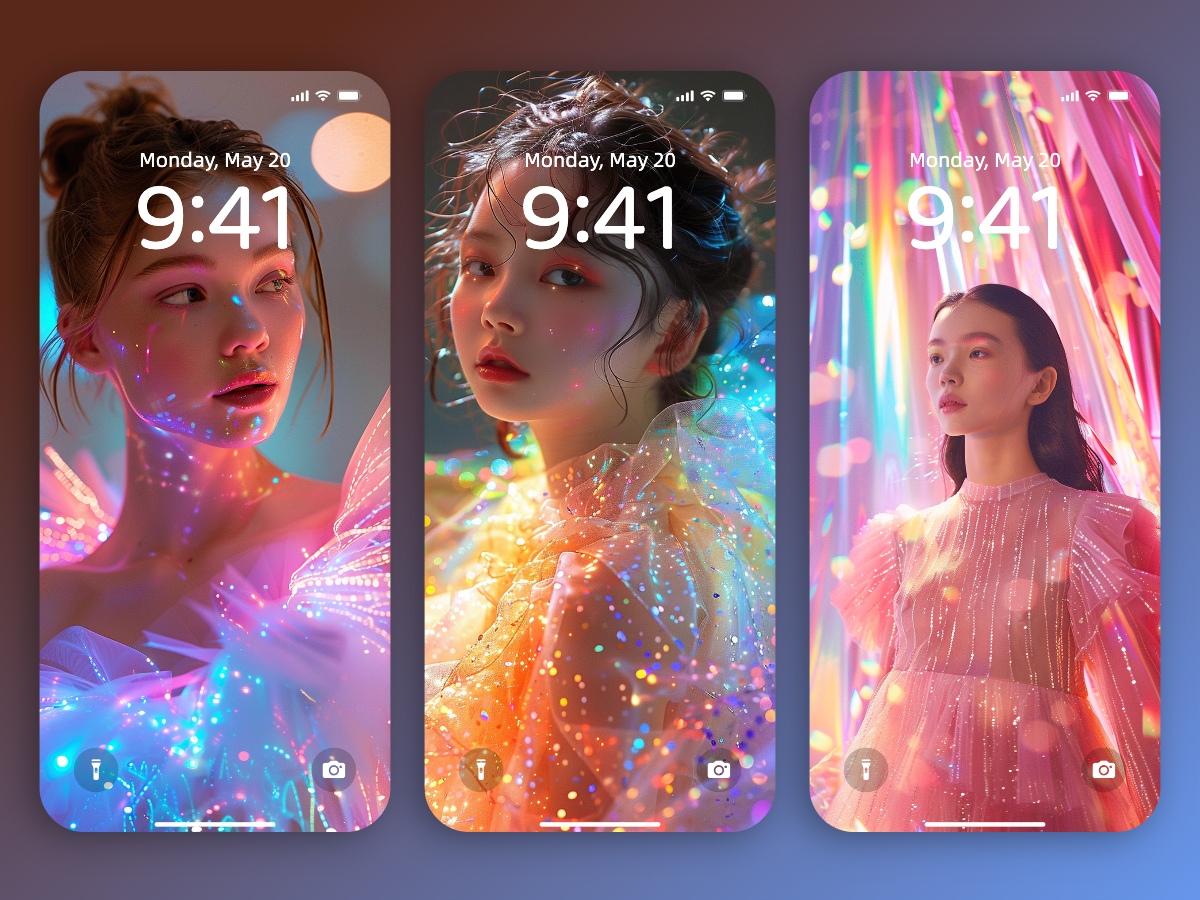 Download Holographic Fashion Girl Wallpapers 8K for iPhone & Android