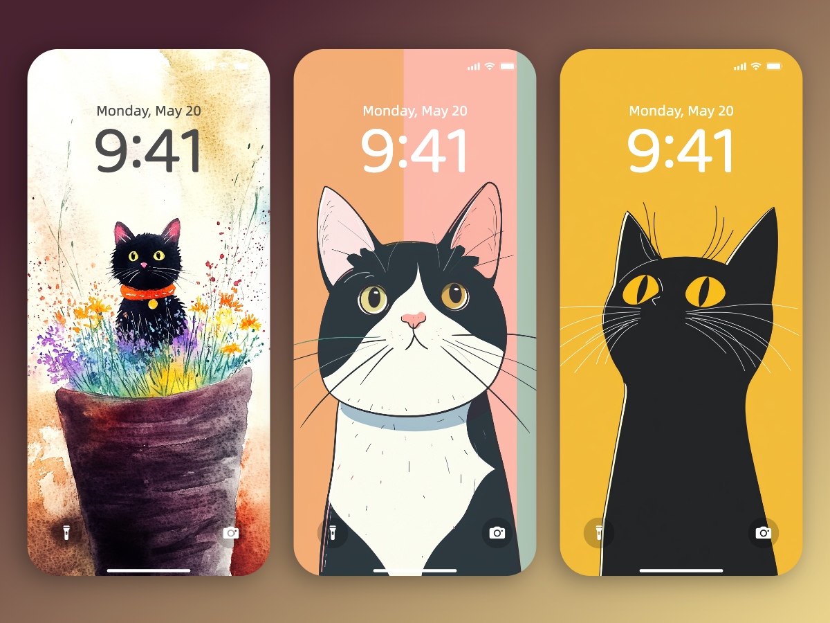 Download Cute Anime Cat Minimalist Wallpapers 8K for iPhone & Android