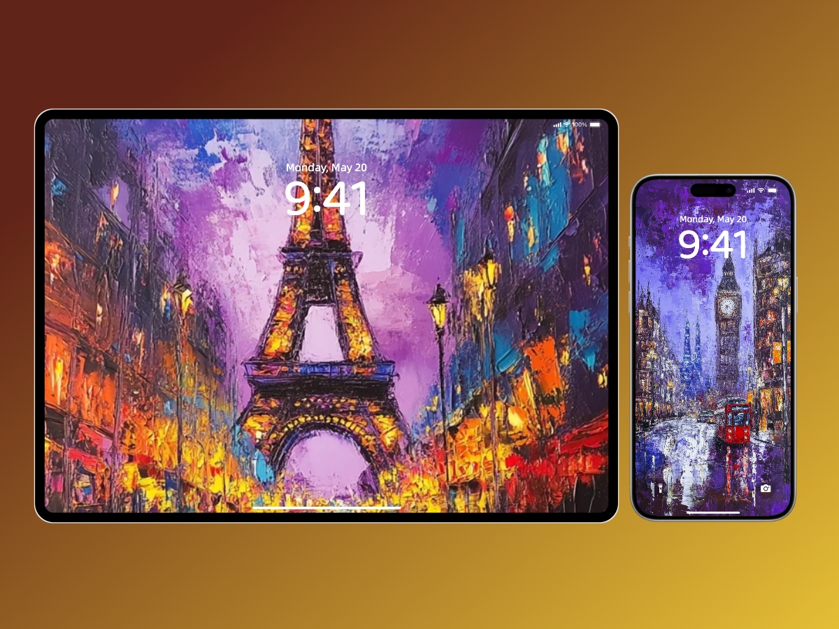 Download Rainy City Night Art Painting Wallpapers 8K for iPhone & Android