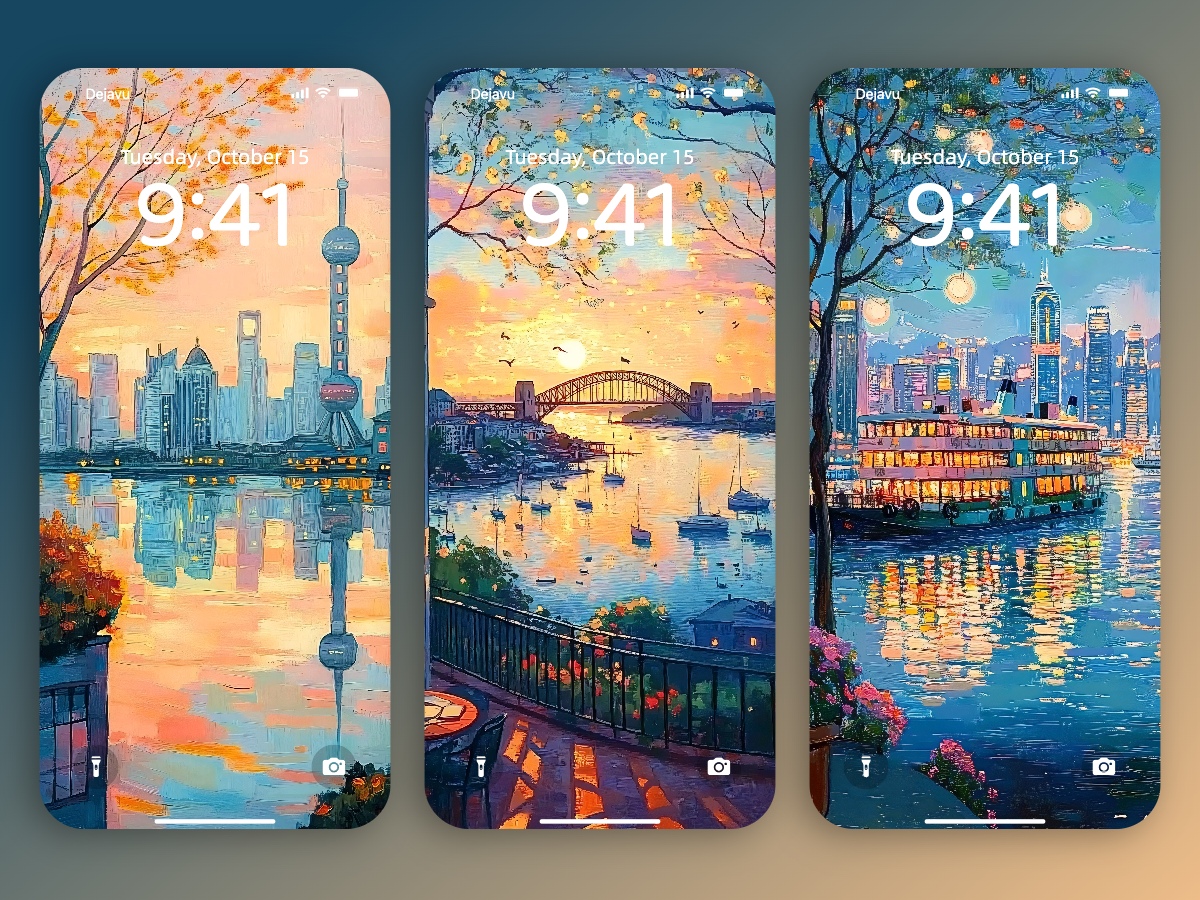 Download Aesthetic Color City Oil Painting Wallpapers 8K for iPhone & Android
