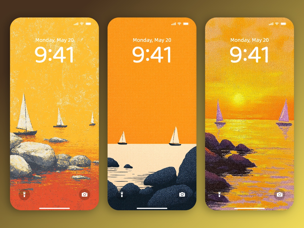 Download Ocean Sunrises and Sunsets Painting Wallpapers 8K for iPhone & Android