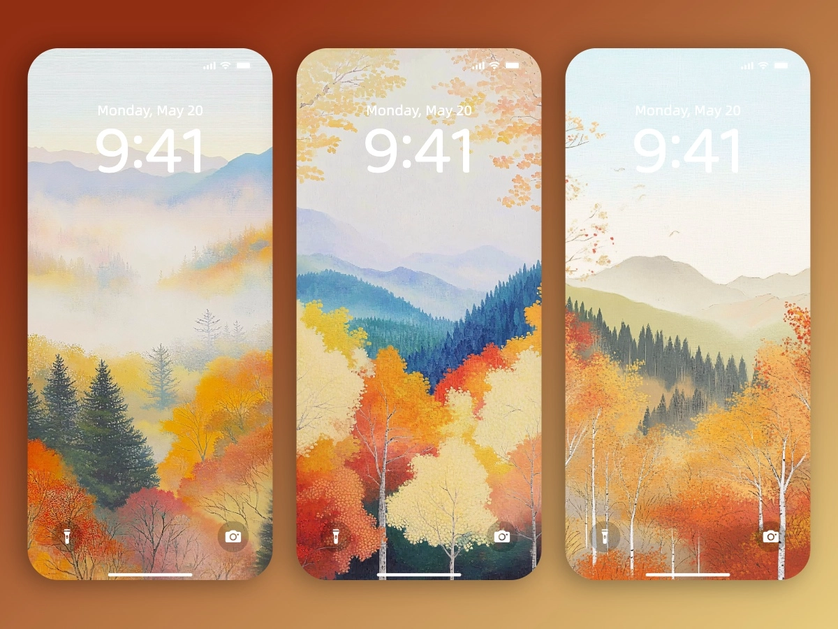 Download Fall Forest Illustration Wallpapers 8K for iPhone & Android