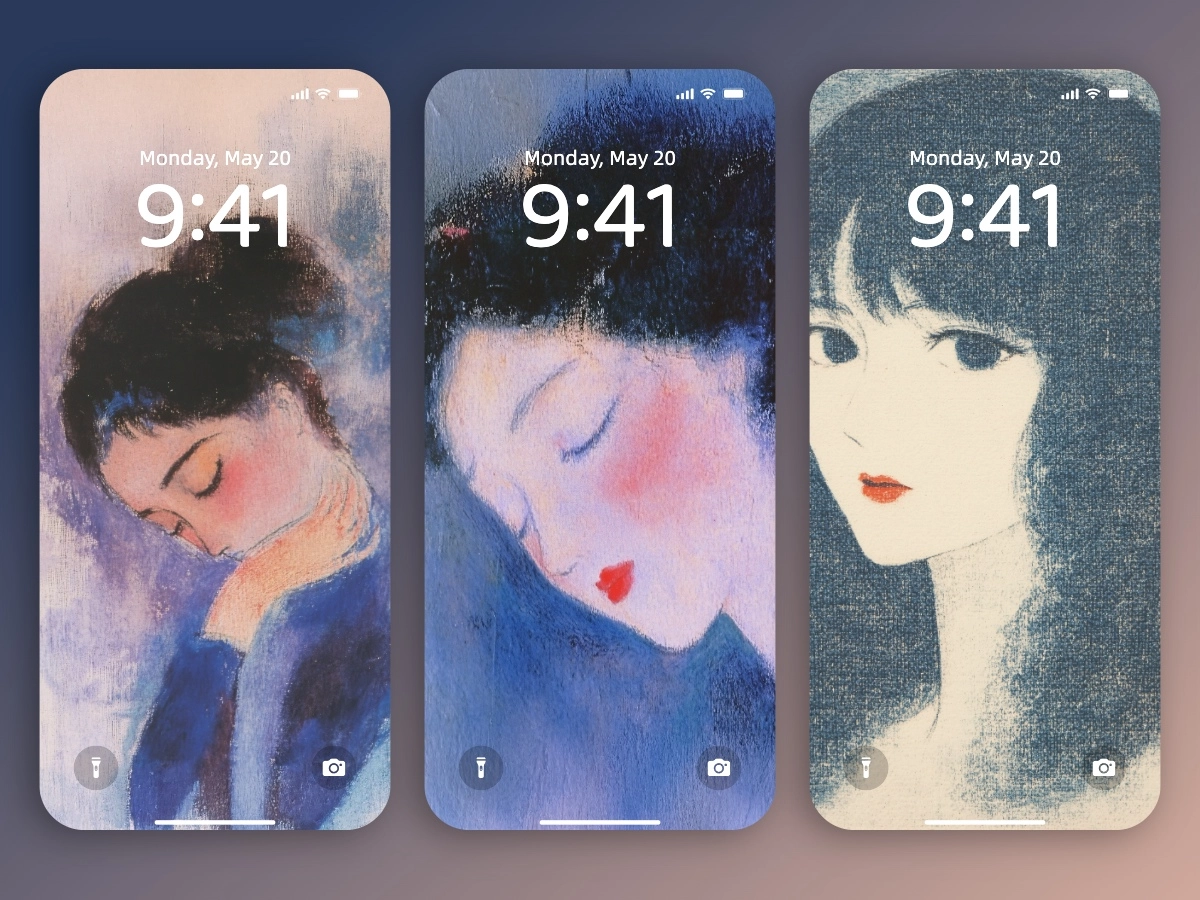 Download Retro Style Girl Painting Wallpapers 8K for iPhone & Android