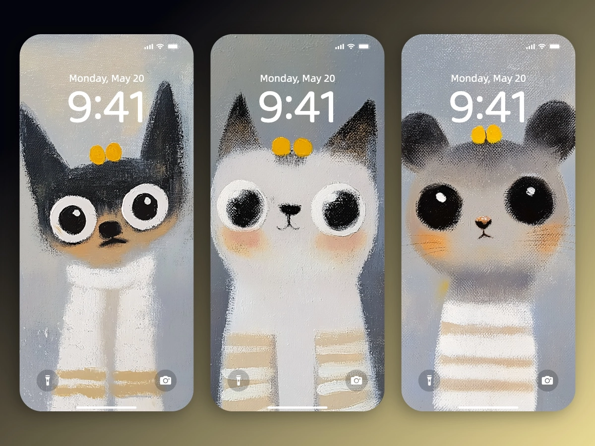Download Cartoon Cute Cat in Sweaters Close-up Wallpapers 8K for iPhone & Android