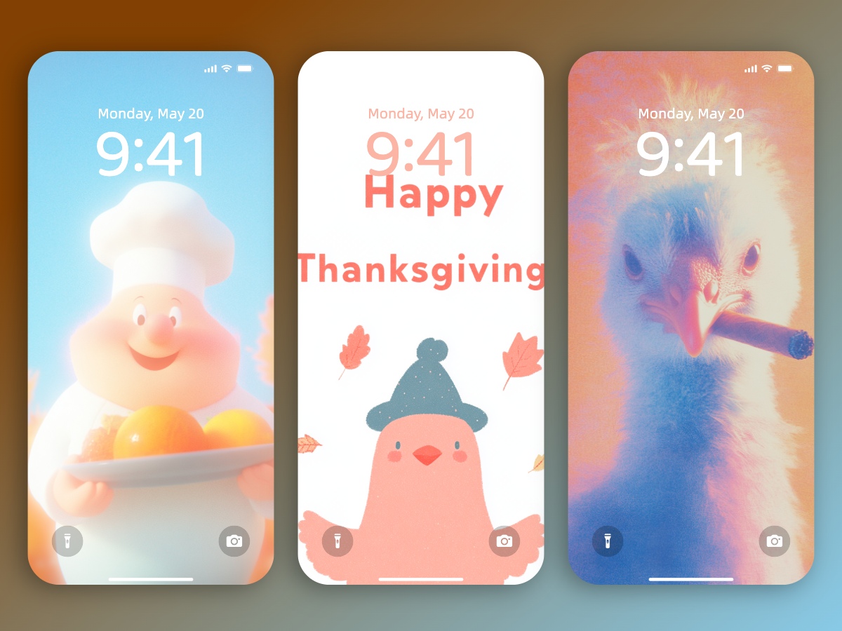 Cute Turkey Thanksgiving Wallpapers 8K for iPhone & Android Download