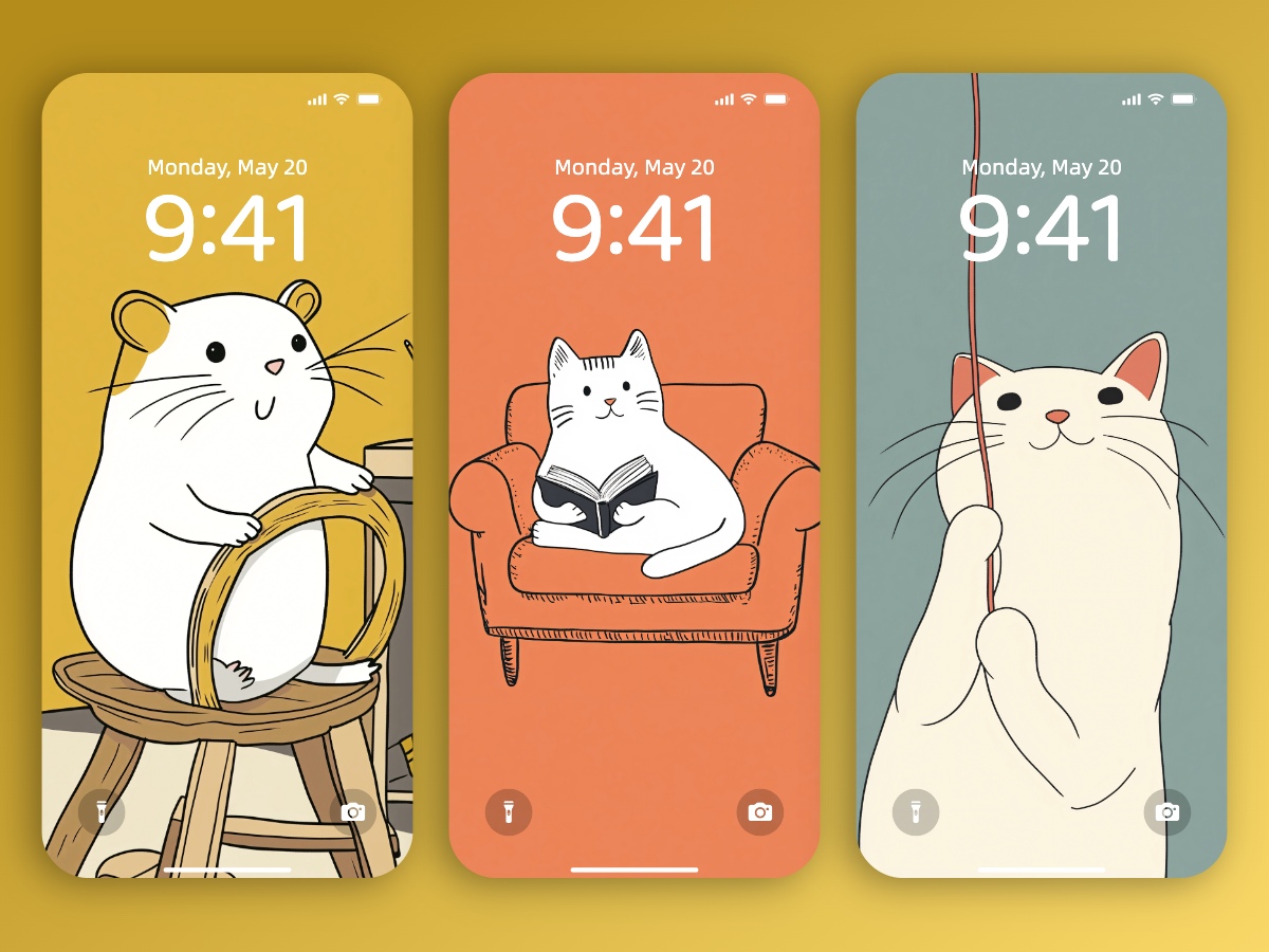 Download Cute Animal Minimalist Illustration Wallpapers 8K for iPhone & Android