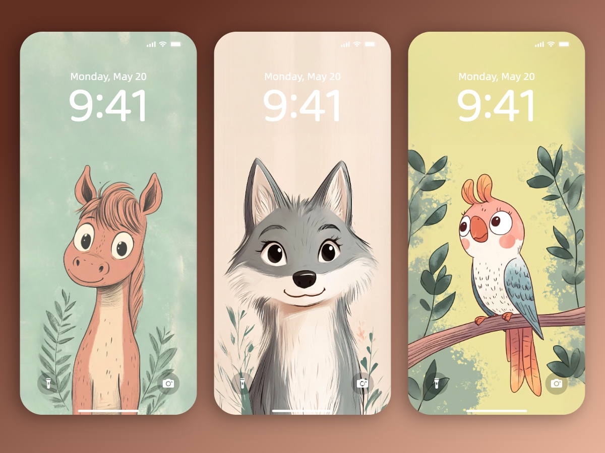 Download Minimalist Cute Animal Illustration Wallpapers 8K for iPhone & Android