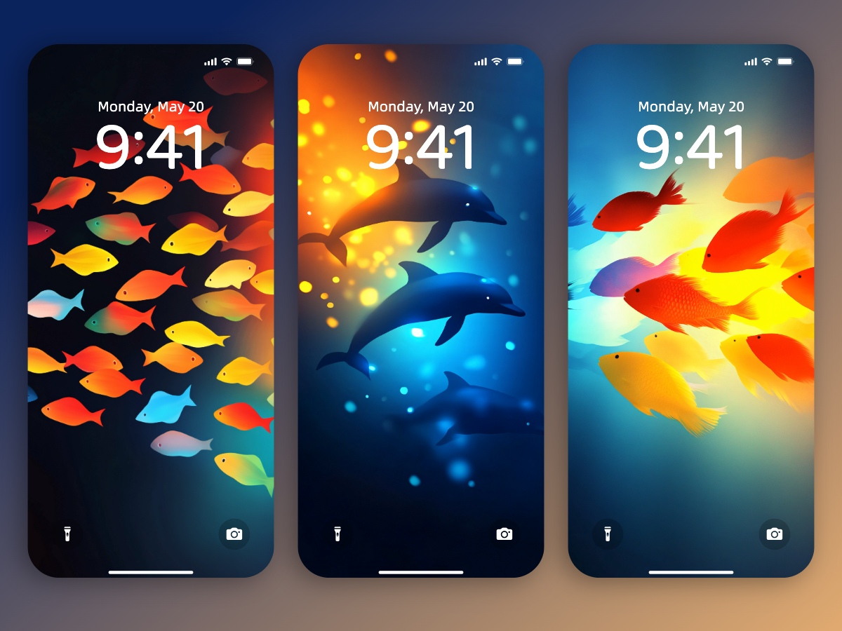 Download Colorful Glowing Fish Pattern Wallpapers 8K for iPhone & Android
