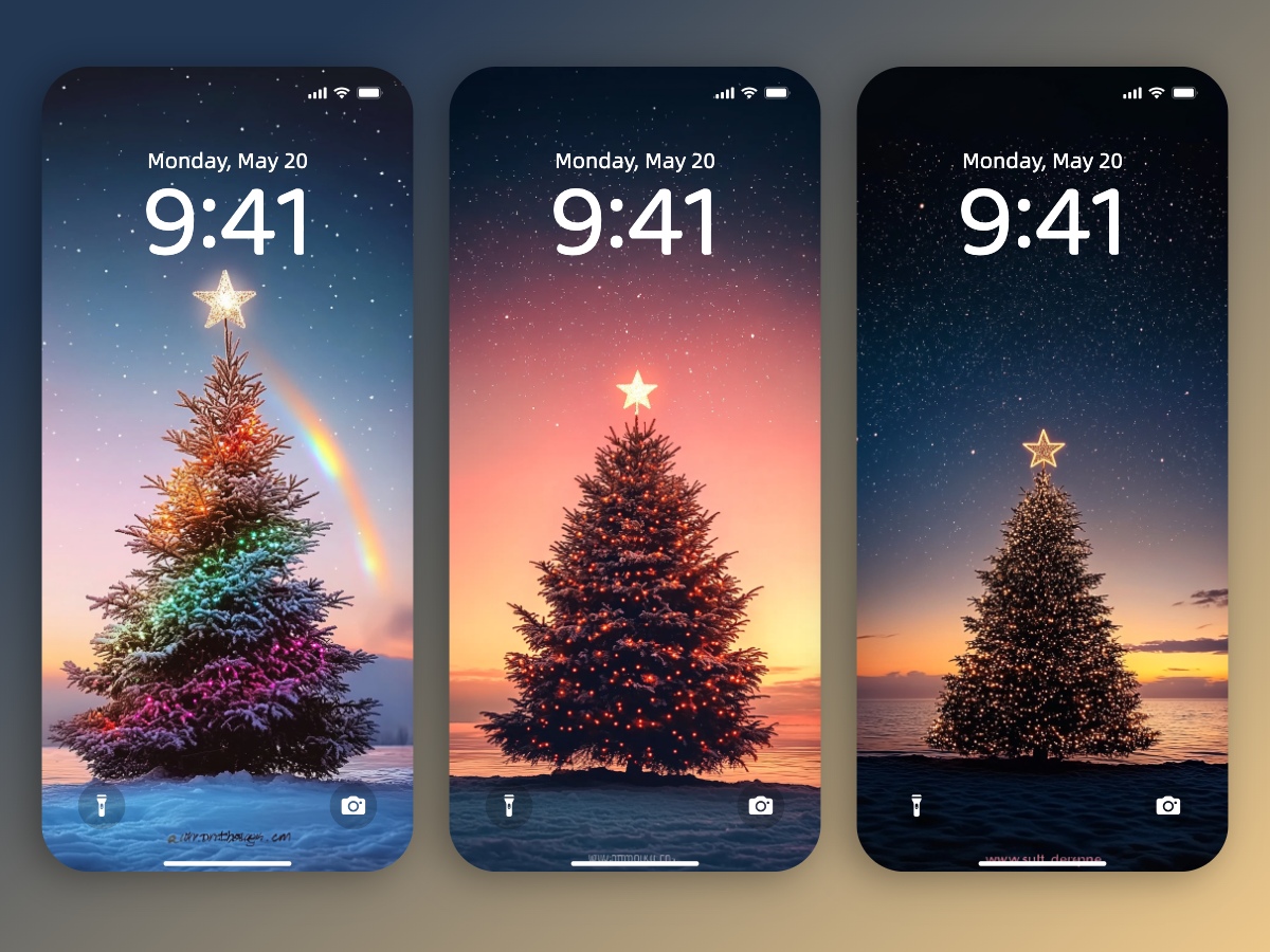 Download Minimalist Christmas Tree Aesthetic Sky Wallpapers 8K for iPhone & Android