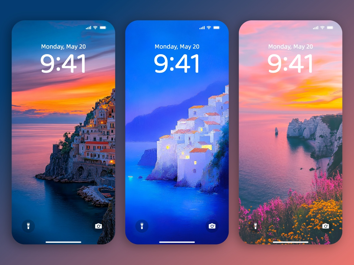 Download Gradient Color Ocean Sunrise Wallpapers 8K for iPhone & Android