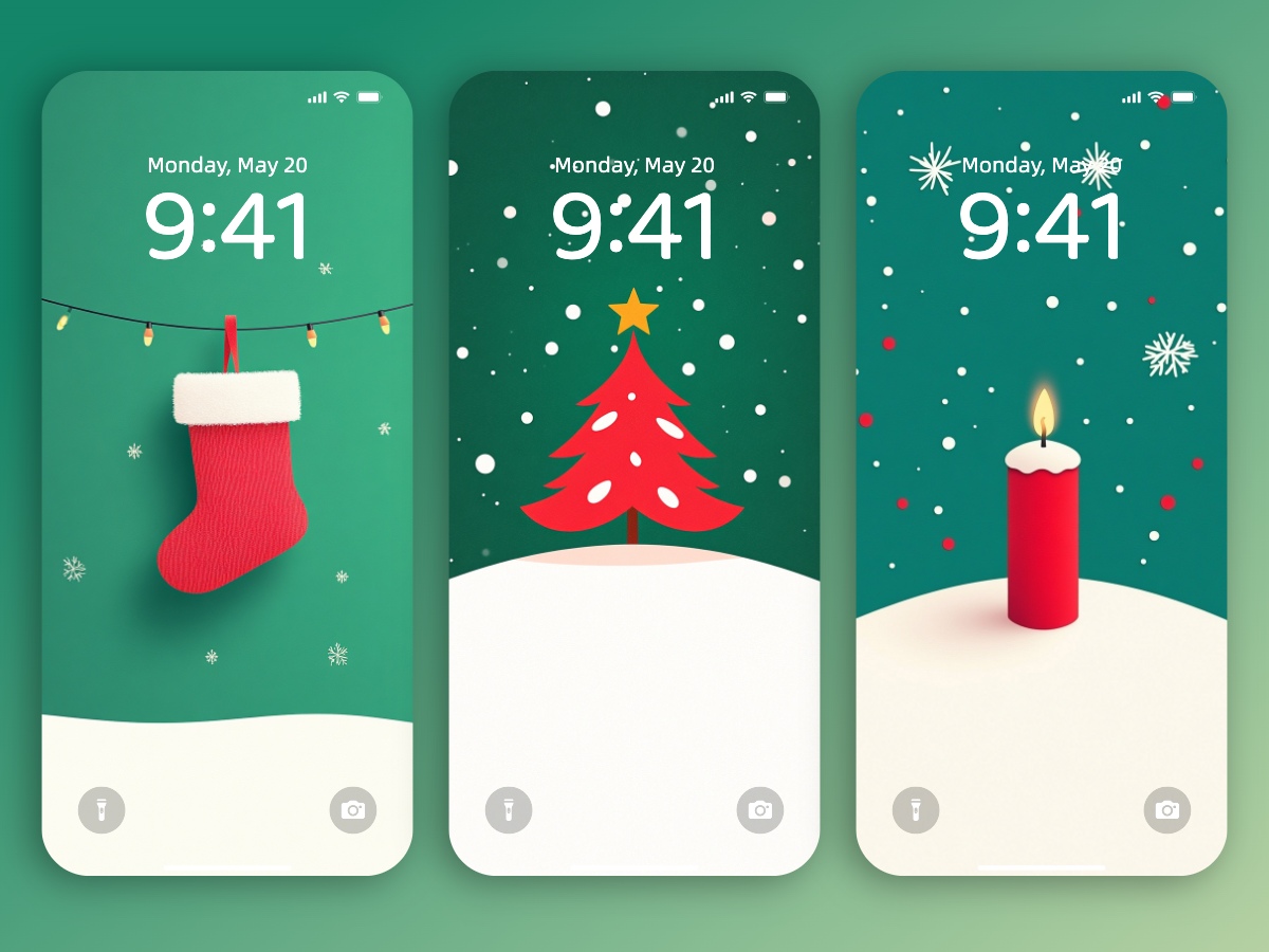 Download Cute Christmas Elements Minimalist Wallpapers 8K for iPhone & Android