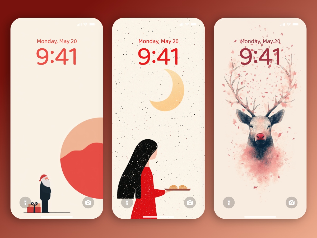 Download Cute Beautiful Christmas Illustration Wallpapers 8K for iPhone & Android