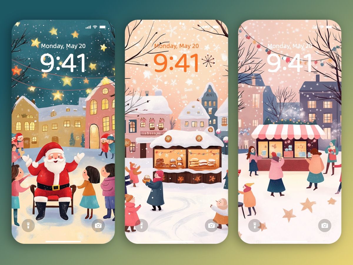 Download Cute Christmas Town Wallpapers 8K for iPhone & Android