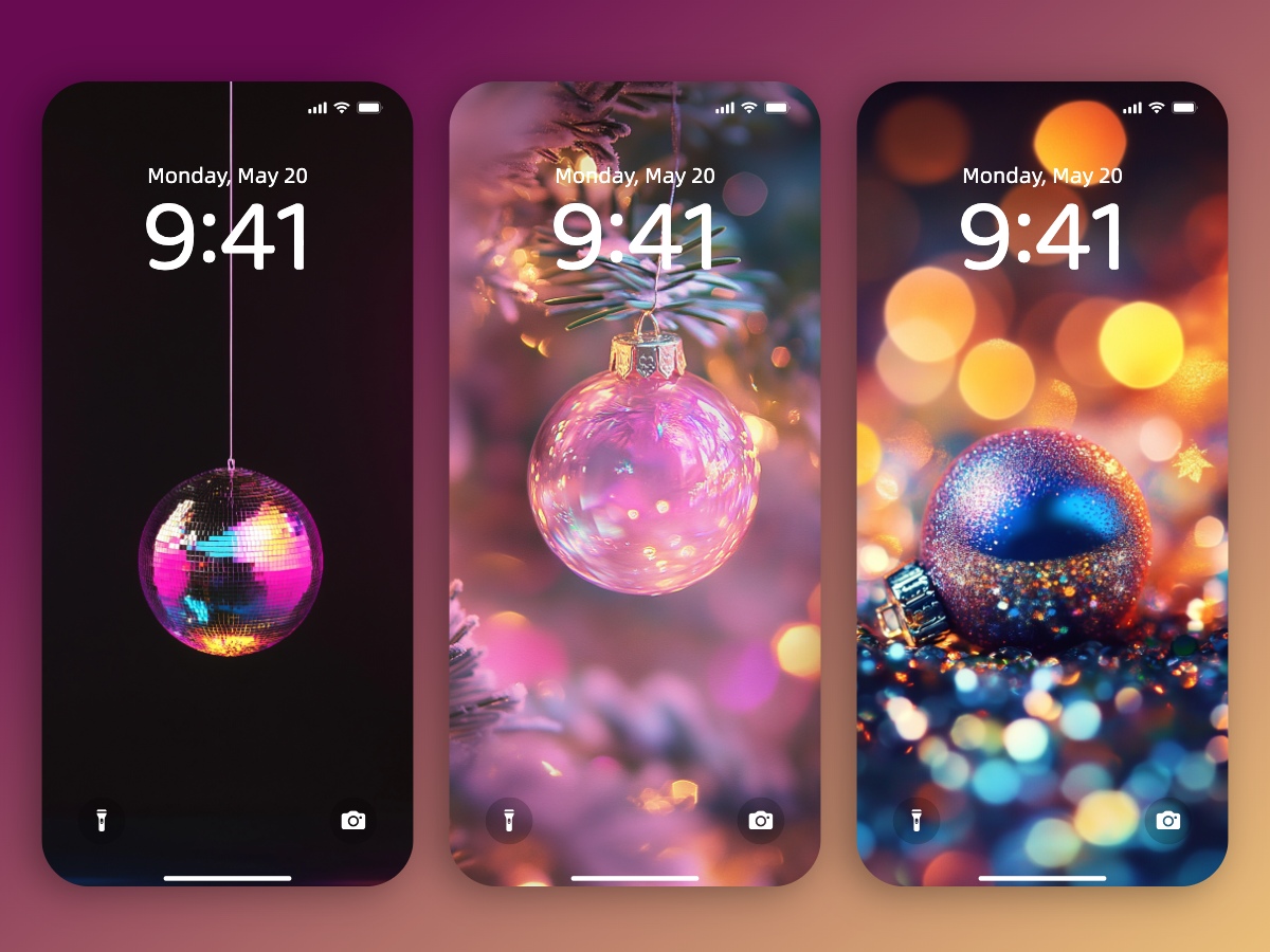Download New Year Glitter Disco Balls Wallpapers 8K for iPhone & Android