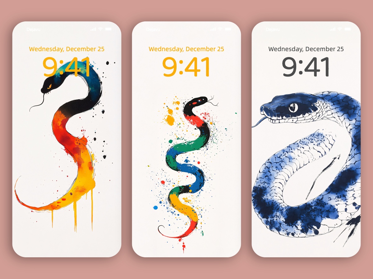 Download Wu Guanzhong Style Chinese Ink Painting Snake Wallpapers 8K for iPhone & Android
