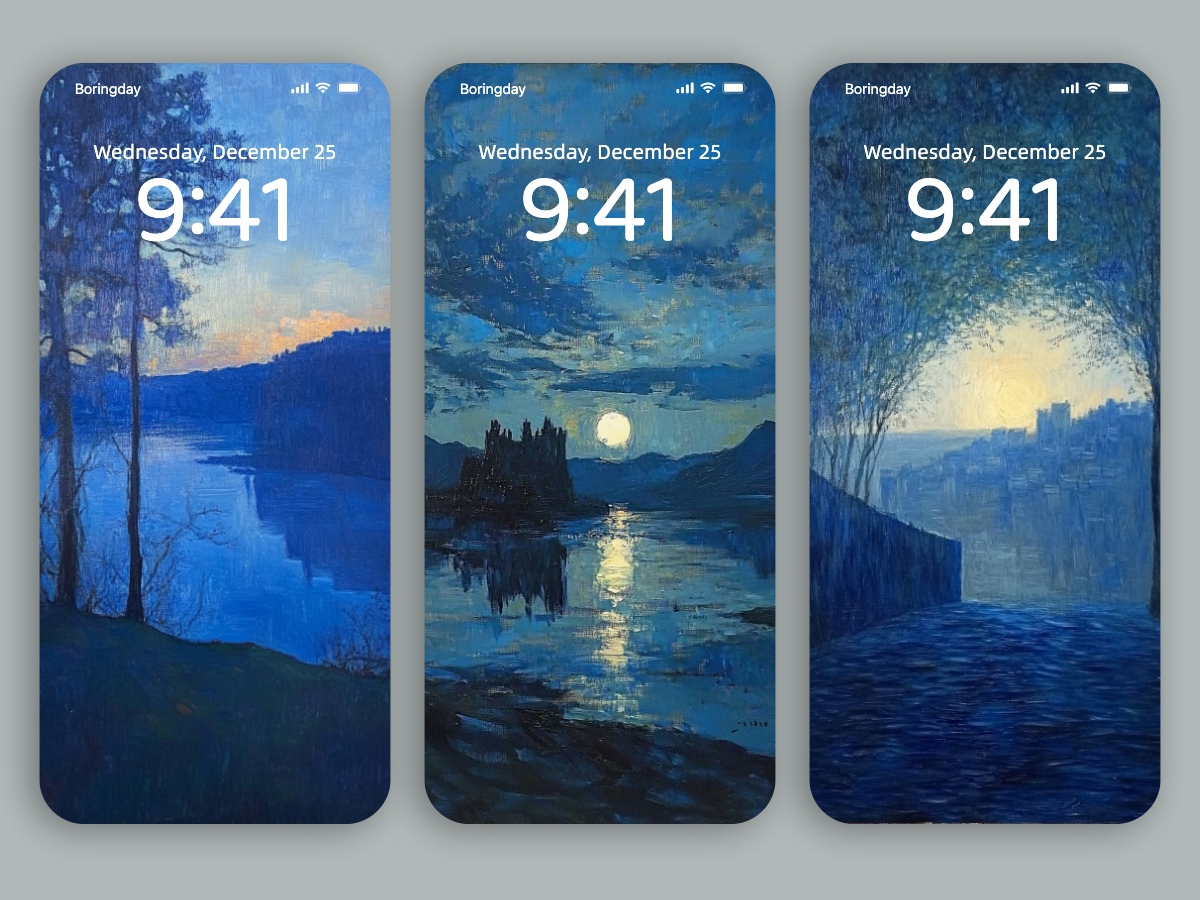 Download Eugène Jansson Style Aesthetic Blue Landscapes Wallpapers 8K for iPhone & Android