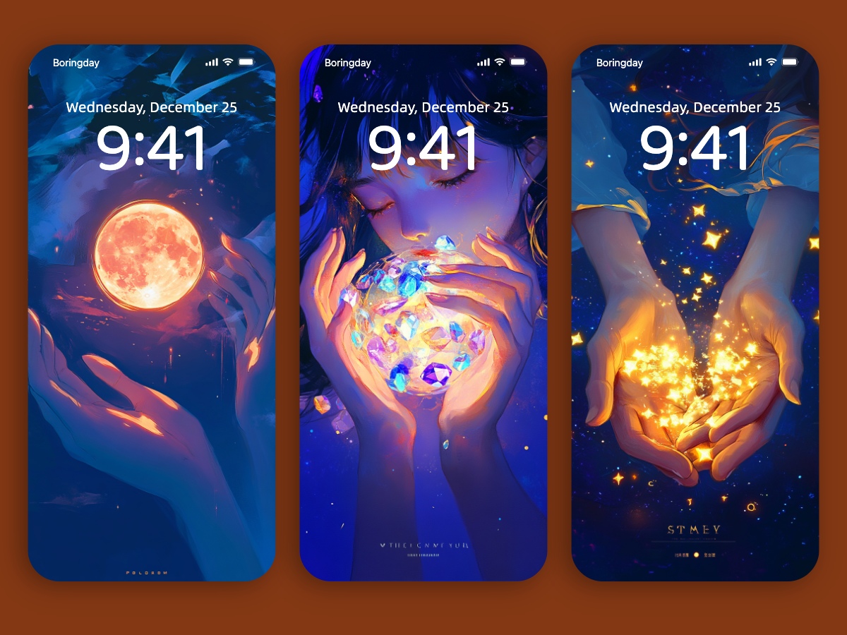 Download “Holding the Stars” Anime Girl Illustration Wallpapers 8K for iPhone & Android