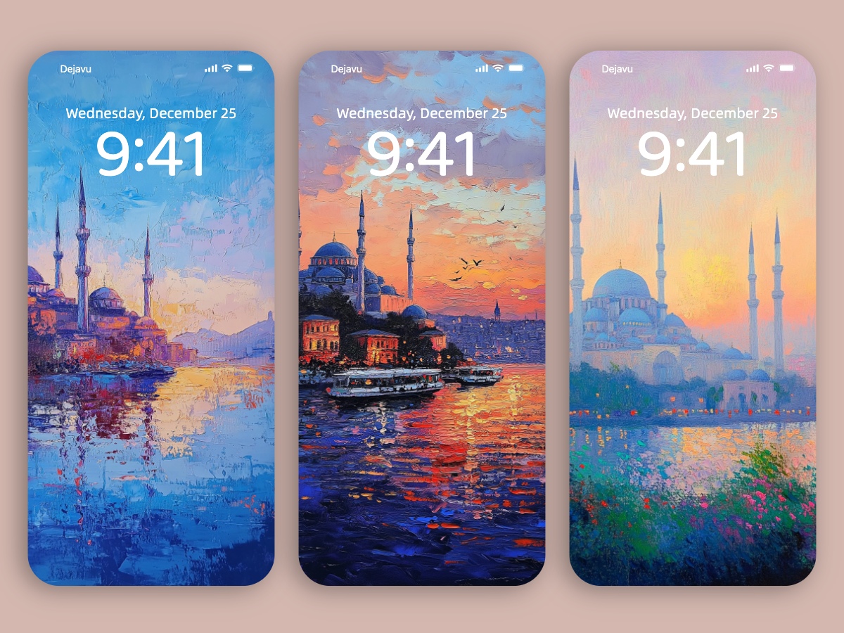 Download Istanbul Seascape Impressionist Painting Wallpapers 8K for iPhone & Android