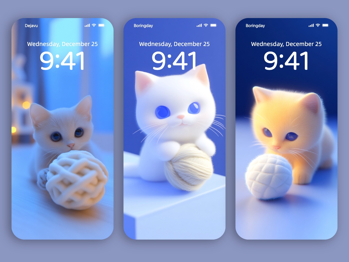 Download Cute Cat with Yarn Balls Wallpapers 8K for iPhone & Android
