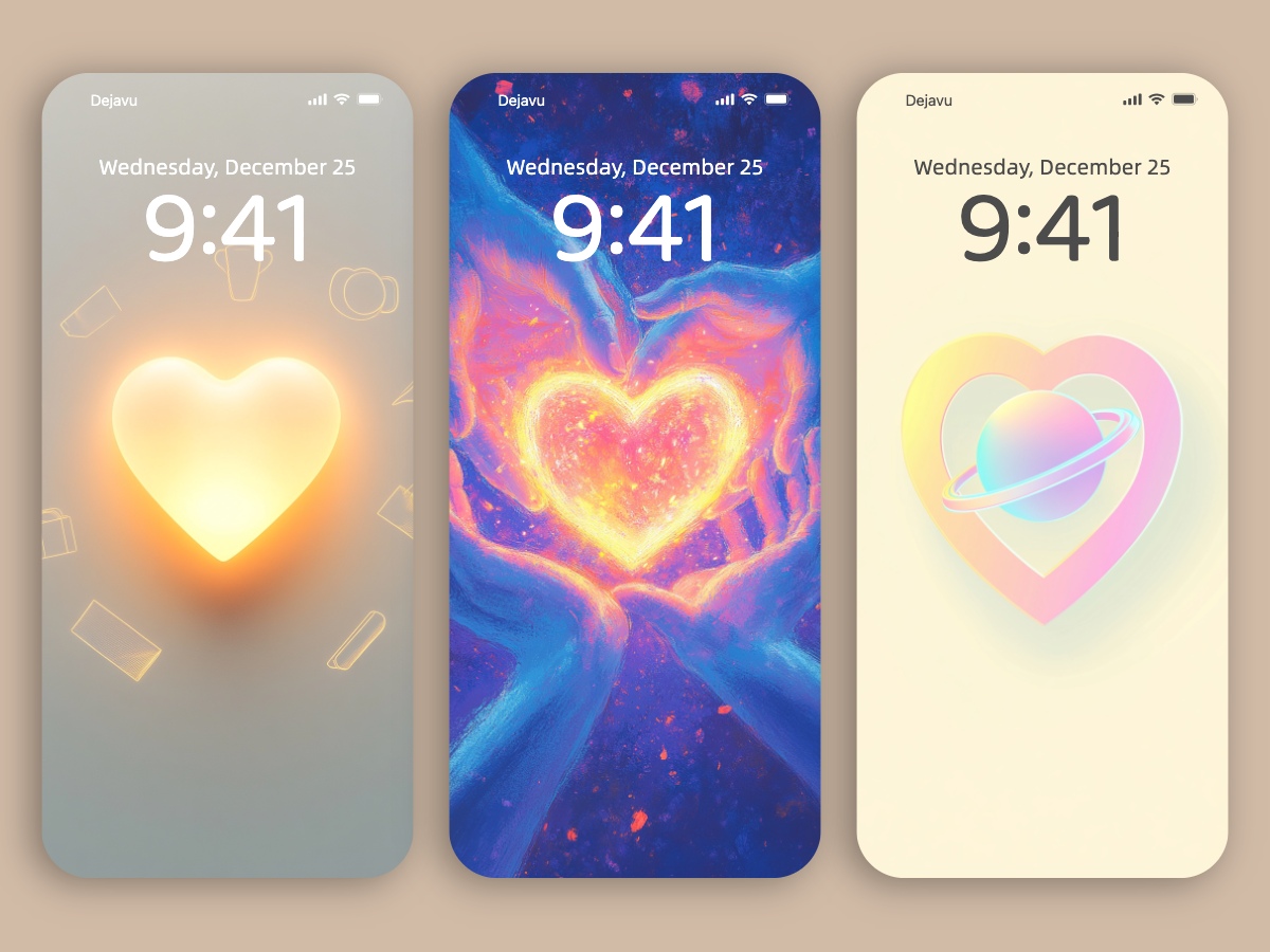 Download Dreamy Color Heart Valentine’s Day Minimalist Wallpapers 8K for iPhone & Android