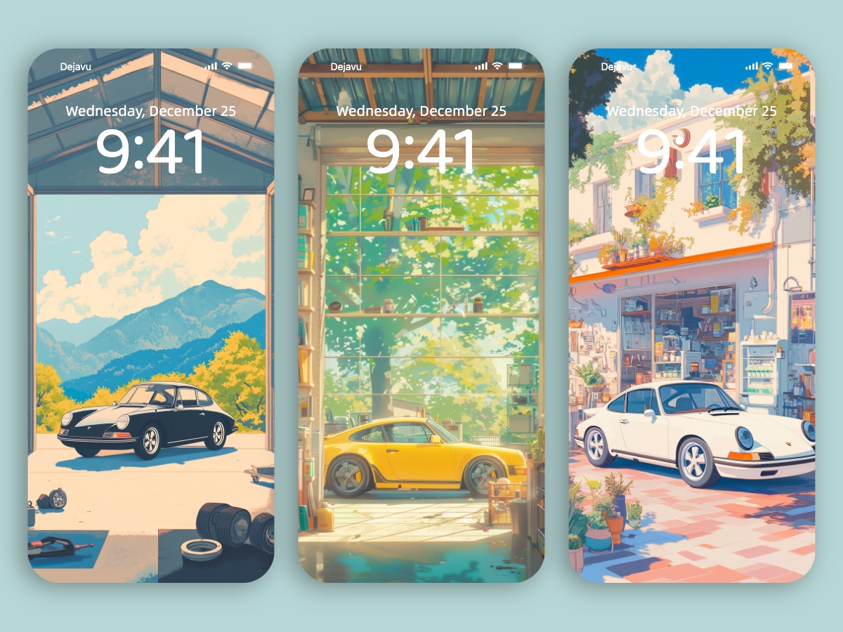 Download Studio Ghibli Style Porsche Retro Anime Car Wallpapers 8K for iPhone & Android