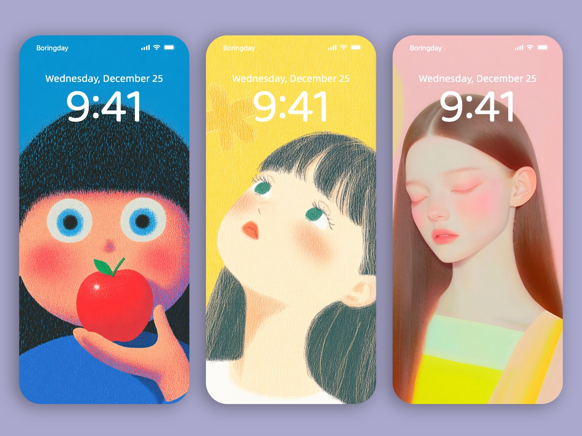 Download Cartoon Cute Girl Paintings Minimal Wallpapers 8K for iPhone & Android