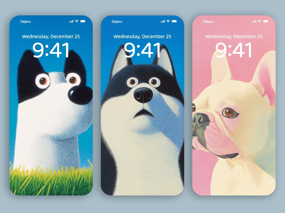 Download Cute Dogs Minimal Illustrations Wallpapers 8K for iPhone & Android
