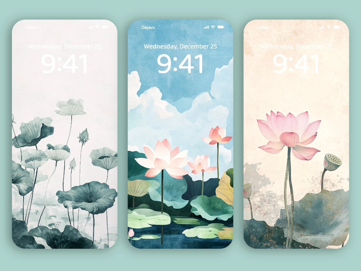 Download Lotus & Lily Pad Watercolor Wallpapers 8K for iPhone & Android