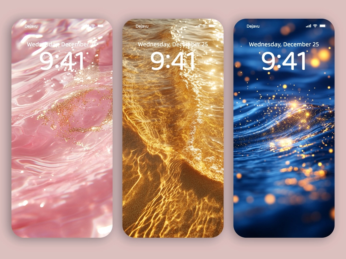 Download Golden Water Glitter Wallpapers 8K for iPhone & Android