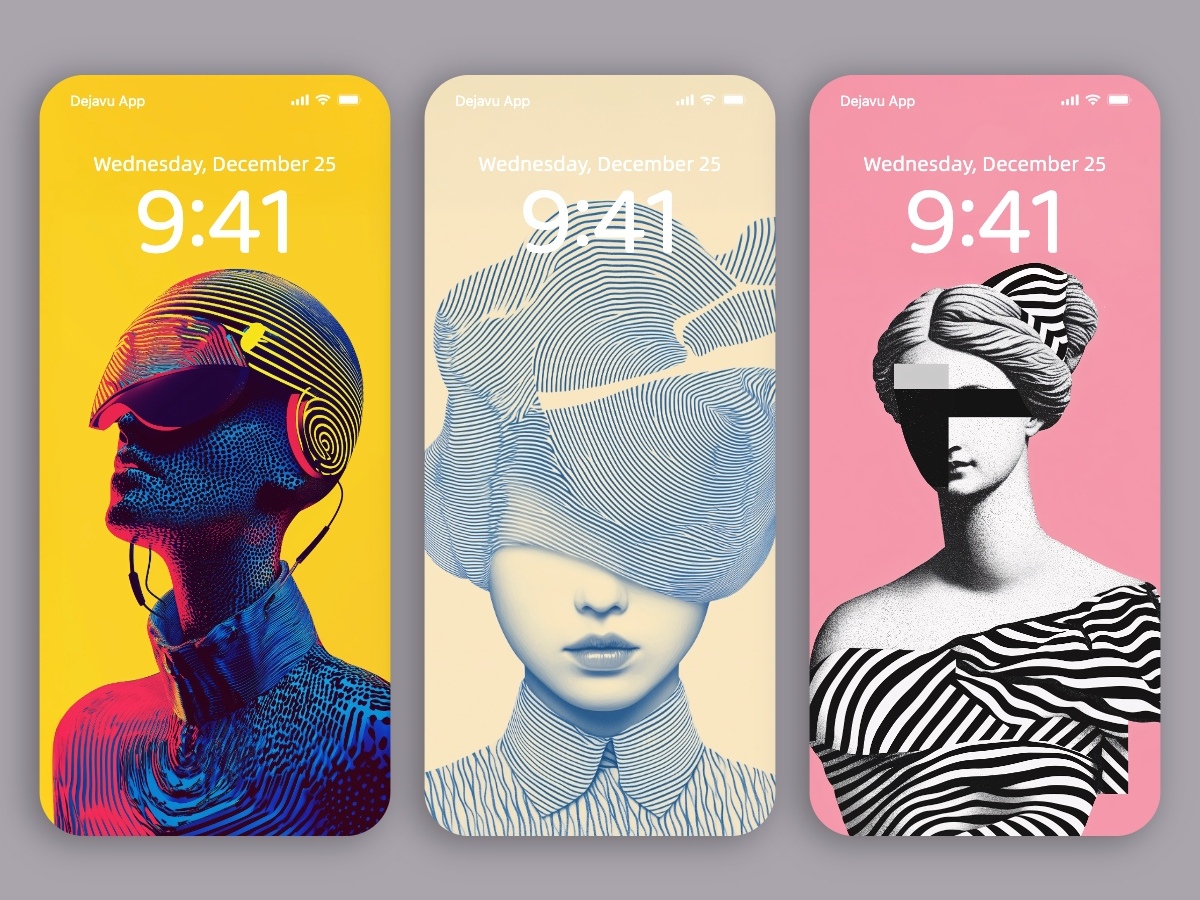 Download Abstract Trippy Stripes 8K Wallpapers: Surreal Portraits Blended with Abstract Art for iPhone & Android