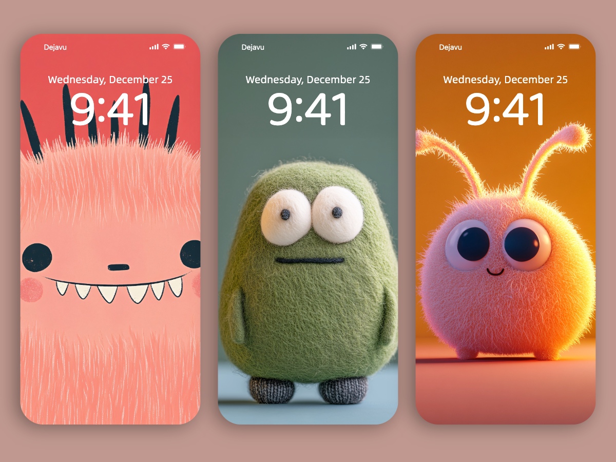 Download Adorable 3D Fuzzy Characters Wallpapers in 8K: Minimal Cuteness for iPhone & Android