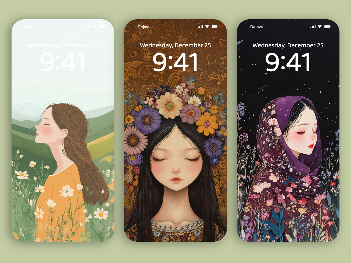 8K Minimal Flower & Girl Illustrations: Elegant Phone Wallpapers for iPhone & Android
