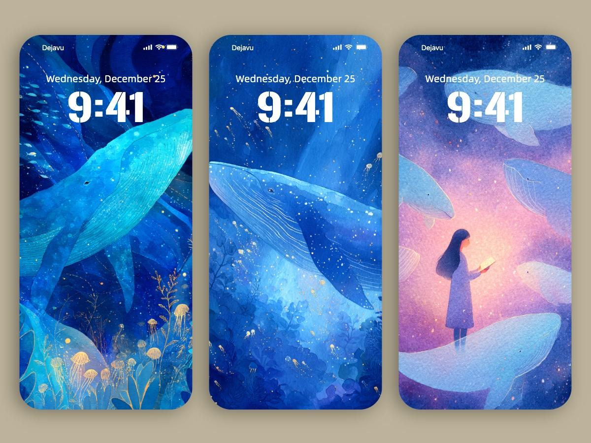 Dreamy Whale Minimal Phone Wallpapers 8K – Download for iPhone & Android